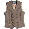 Solovedress Gilet da uomo vintage in lana, vestibilità normale, gilet da completo per matrimonio, per lo sposo o gli uomini della scorta, marrone, 3XL
