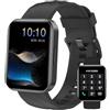 Dakofied Smartwatch Uomo Donna Chiamate Bluetooth Smart Watch con Contapassi Cardiofrequenzimetro da Polso Saturimetro Orologio Fitness Notifice WhatsApp Impermeabile IP68 per Android iOS Nero