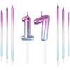 mciskin 17th Compleanno Numero Candele Set Decorazioni Colorate 17 Candele con Viola Blu Lunghe Candele Torta Topper Decorazioni per Ragazzi Ragazze Uomini Donne Festa di Compleanno Anniversario di Nozze