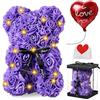 Touloube Orsetto Rosa Fiore Regalo Donna, Regali Festa Della Mamma, Orso Rosa Regali per Lei, Rose Teddy Bear con luci, Regali di compleanno per Ragazza con Confezione Regalo Trasparente e Biglietto d'amore