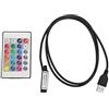 Dioche 5-24V 24 Tasti RGB LED Strip Remote Controller Wireless USB 6A Lamp Effect Controller IR, per Lampade con LED Come Sorgente Luminosa(Lunghezza cavo 1 metro)