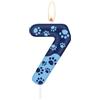 mciskin Candela per 7° Compleanno Con Zampa di Cane Blu, Decorazioni per Torta, Candela per Festa, Numero 7