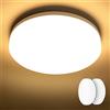 Lepro Plafoniera LED da Soffitto 15W(2 pezzi), Plafoniera da Bagno Bianco Caldo 3000K, Impermeabile IP54, 1500lm luce 22CM, Lampada da Soffitto Risparmio Energetico per Bagno, Cucina, Sala, Balcone
