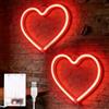 GOMETY 2 cartelli a forma di cuore rosso, con cuore al neon USB/funzionamento a batteria, luce al neon, per San Valentino, amore, lampada a LED, per matrimoni, ragazze, donne, camere, decorazioni da parete