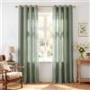 PONY DANCE Tende Soggiorno Effetto Lino Semitrasparenti 2 Pezzi L 140 x A 220 CM Tende Camera da Letto con Anelli per Interni Curtains Cameretta Bambini, Verde Salvia