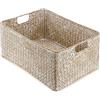 IGNPION Canestro portaoggetti aperto per soggiorno, ceste decorative in vimini intrecciato, cesto rettangolare portaoggetti per bagno, mensole e scrivanie, cesto portaoggetti