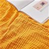 EMME, Coperta in 100% mussola di cotone, per divano, coperta in garza traspirante a 4 strati, morbida e leggera, per tutte le stagioni, in cotone prelavato (giallo senape, 140 x 190 cm)
