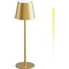 K-Bright lampada da tavolo ricaricabile in alluminio | 240LM | Dimmerabile 3000K/4000K/6000K Lampada da scrivania senza fili | interni/esterni Lampada da tavolo con USB (Oro)