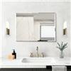 NIMURY Specchio da parete rettangolare 50x70 cm senza cornice per bagno con angoli arrotondati, specchio rettangolare per bagno, camera da letto, soggiorno, orientabile orizzontalmente o verticalmente