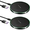 kcrnw 2 pezzi 20 W Wireless Charger Wireless Caricatore rapido Qi induttivo per iPhone 16/15/14/13/12 Pro, Samsung Galaxy S23/S22/S21, per AirPods 4/3/2, alloggiamento in metallo, antiscivolo, indicatore