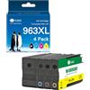 G&G Cartucce compatibili con HP 963 XL 963XL Multipack per HP OfficeJet Pro 9010 9012 9012e 9014 9014e 9020 9022 9022e 9025 (nero, ciano, magenta, giallo)