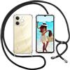 ISOI Cover con Cordino per Realme Note 70T, Custodia Trasparente con Collana Tracolla Laccio Collo Ultra Sottile Morbido TPU Silicone Antiurto AntiGraffio Case, Nero