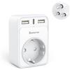 Sameriver Adattatore da viaggio India adattatore Germania spina da viaggio adattatore da viaggio con 2 USB 1USB C (3A) adattatore presa tipo D per Sri Lanka, India, Nepal India