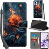 PHINIENLAND Cover per Motorola Moto G13 / G23 / G53 Case PU Pelle Custodia [Kickstand] [Chiusura magnetica] [Slot per Schede], Portafoglio Flip Custodia per Moto G23,Fiamma