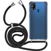 MyGadget Cover con Cordino per Samsung Galaxy M31 - Custodia Trasparente Bumper Cordoncino - Case Angoli Rinforzati con Laccio Tracolla - Nero