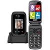 SAIET Prime GPS Cellulare per Anziani 4G con Tasto SOS, Localizzazione GPS, Doppio Display e Audio Potenziato, con Base di Ricarica e Torcia LED - Facile da Usare, Sicuro e Affidabile - Nero