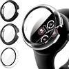 Diruite 3 Pezzi Cover per Google Pixel Watch 3/2/1 41mm Custodia,HD Ultra Sottile Vetro Temperato Pellicola Protettiva Resistente Graffi PC Protezione,Nero&Grigio&Trasparente