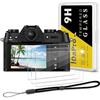 iDaPro Vetro Temperato per Fujifilm X-T50 +Cordino per mano | 3 pezzi + laccetto + Scatola ABS. Durezza 9H, antigraffio, senza bolle, HD, anti-impronte, facile installazione.