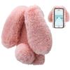 LCHDA Protettiva Cover per iPhone 6 Plus/iPhone 6S Plus TPU Morbido Peluche Artificiale Coniglietto con Orecchie Coda Soffici Villi Pelliccia Peloso Carino Palla Inverno Custodia-Rosa