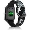 SeNool Cinturino Compatibile con ID205L ID205S ID205G ID215G ID216 SW020 SW021 SW023 YM020 YM021 YM023, [19mm Braccialetto di Silicone], Band Compatibile con Blackview R3/R3 PRO - Fiore Grigio