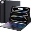 Earto Tastiera iPad Pro 12.9, Retroilluminazione FAI DA TE 7 Colori, Staccabile Tastiera Senza Fili iPad Pro 12.9 2021 AZERTY, Nero