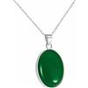 Echmeck Pendente ovale in Giada Verde in Argento Sterling 925 fatto a mano, 15×20mm, Collana con Catena 40+5cm
