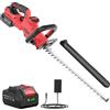 Bamse Tagliasiepi a Batteria 21V, Tagliasiepi Elettrico con 4.0Ah Batteria, 180° Regolabile Tagliasiepi, 51cm Lunghezza Lama, 16mm Distanza tra i Denti, Copri Lama per Siepi, Rami, Arbusti, Ramoscelli