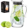 Homiu Brocca per acqua in vetro da 1,8 l, brocca in vetro con coperchio, caraffa in vetro con coperchio, caraffa per tè freddo, acqua calda, fredda, vino, caffè, latte e succhi di frutta, caraffa per