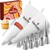 BakeBuddy Sac à Poche Professionale Set 17 pezzi, Cotone Riutilizzabile | 2 Sac à Poche da 35 & 40 cm con Grandi Bocchette in Acciaio Inox, per Torte, Dolci & Cupcake, Lavabili in Lavastoviglie