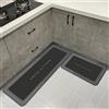 Hoimlm - Tappeto da cucina, 2 pezzi, moderno, lavabile, motivo geometrico, zerbino da cucina, antiscivolo, per cucina, sala da pranzo, 40 x 60 cm + 40 x 120 cm, nero