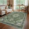 GENIMO - Tappeto Vintage 200x290cm - Antiscivolo, Resistente, Facile da Pulire - Per Soggiorno, Sala da Pranzo, Corridoio - Verde Scuro