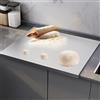 DINSONG Piano di lavoro in acciaio inox [30 x 40 cm), per impastare, tagliare e cuocere, piatto da cucina con bordo di arresto, anche come taglierino, tagliere da cucina
