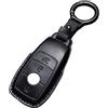 Kirain Custodia protettiva in vera pelle per chiave dell'auto, compatibile con Mercedes Benz Classe A/B/C/E/G/S GLA GLC GLE GLK GLS CLA CLE CLS AMG E200 W177 W205 W213 3 pulsanti guscio protettivo per chiave
