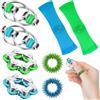 VEQENIFY Giocattoli Sensoriali Antistress 8 Pezzi, Rulli Chain Fidget Toy, Giocattoli in Rete di Marmo, Anelli Sensoriali a Punta, Alleviare lo Stress per Adulti e Bambini