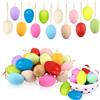 Ctxtqtdt 24 Pezzi Uova di Pasqua da Appendere con Cordino, Uova di Plastica per Feste di Pasqua, 12 Colori, Dimensioni: 6x4 cm (D)