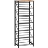 HOOBRO Scarpiera a 7 Livelli, Scaffale Portascarpe Stretto con Ripiani Inclinati per Piccoli Spazi, Struttura in Metallo Stile Industriale per Ingresso, Corridoio, Marrone Vintage e Nero EBF72XJ01