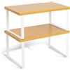 HEFTMAN Set di 2 ripiani in legno e metallo per mobili da cucina salvaspazio impilabili per bancone, dispense, portaspezie in grado di supportare 15 kg (naturale e bianco)