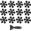 PATIKIL 12 PCS Adesivi Antiscivolo per Vasca da Bagno, Adesivi Antiscivolo per Doccia con Raschietto Decalcomanie per Pavimento Doccia Forma Fiocco di Neve Tracce Carine per Vasche, Nero