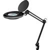 Goobay 64989 Lampada d'ingrandimento a LED a clip, 8 W, nera, 1,5 m - 650 lm, lente di vetro da 127 mm, ingrandimento 1,75x, 3 diottrie