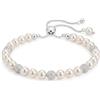 LUXENTER Bracciale in lega di metallo con perla bianca rifinita in argento colore bianco bracciali di collegamento gioielli per donna Zurgrak