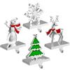 Ginbel Direct Set di 4 supporti per calze di Natale per caminetto, ganci ponderati per calze di neve, pupazzo di neve, albero, cervo, renna, ganci pesanti per mantello, camino, finestre, decorazioni