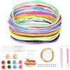 VINATO Set Creativo Fai-da-Te, Kit Completo per Intreccio Scoubidou con Fili, Perle, Pompon e Accessori - Per Braccialetti dell'Amicizia, Portachiavi e Lavoretti Manuali