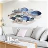 FMXYMC Decorazione da parete a forma di pesce in metallo, motivo oceano costiero, 127 x 50,8 cm, grande scultura da parete a forma di pesce 3D, dipinta a mano, decorazione da appendere, per soggiorno,
