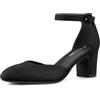 PIZZ ANNU Scarpe Decolte Donna Tacco Medio Eleganti Sposa Sandali Estive Comode a Blocco Sandalo con Cinturino alla Caviglia Nero EU 40