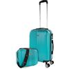 ITACA - Bagaglio A Mano Rigido Leggero Bagaglio A Mano 55X40X20 con 4 Ruote Silenziose Trolley Cabina Viaggio Aereo Ergonomico Durevole. Compatibile Ryanair, Verde menta