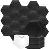 QWORK® 18 Pezzi pannelli acustici autoadesivi, 30x26x0.9cm pannelli fonoassorbenti esagonali neri, pannelli fonoassorbenti in schiuma a densità elevata, per studio e ufficio