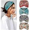 Kavya Fascia Capelli Donna Cerchietto Capelli Donna 4 Pezzi - 7'' Extra Large Elastico Boho, Turbante Fasce per Capelli Bandana Headband per Yoga, Skincare e Lavoro Quotidiano (Giallo)