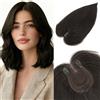 MY-LADY Topper Capelli Veri Donna Senza Frangia Capelli Veri per Volume Istantaneo Nero Naturale 35g Base Lace Leggero