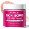 VOERUY Scrub Bikini con 10% di AHA+BHA e Curcuma per la zona bikini e ascelle, rimuove peli incarniti e imperfezioni da rasatura, idrata e nutre la pelle, uniforma il tono della pelle, esfolia, 220 g
