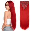 CAISHA XL 60cm Estensioni A Clip SET XL Da 7 Pezzi Liscio Estensioni Dei Capelli Resistenti Al Calore Pezzo Di Capelli Rosso CE13